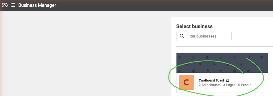 Select business account